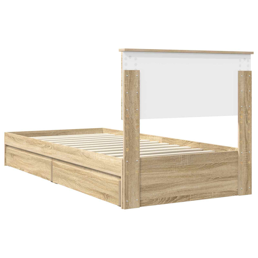 Bedframe met lade Sonoma Eiken 90 x 200 cm Bewerkt hout
