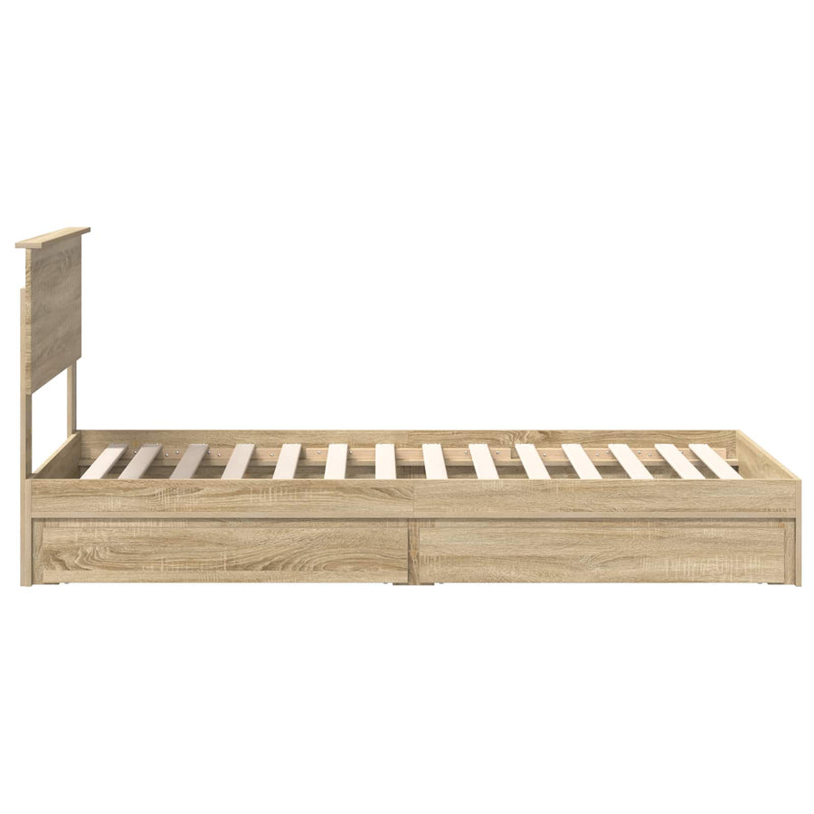 Bedframe met lade Sonoma Eiken 90 x 200 cm Bewerkt hout