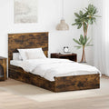 Storage bed with drawer Smoked oak 90 x 200 cm Engineered wood