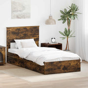 Opbergbed 90x200 cm gerookt eiken met lade