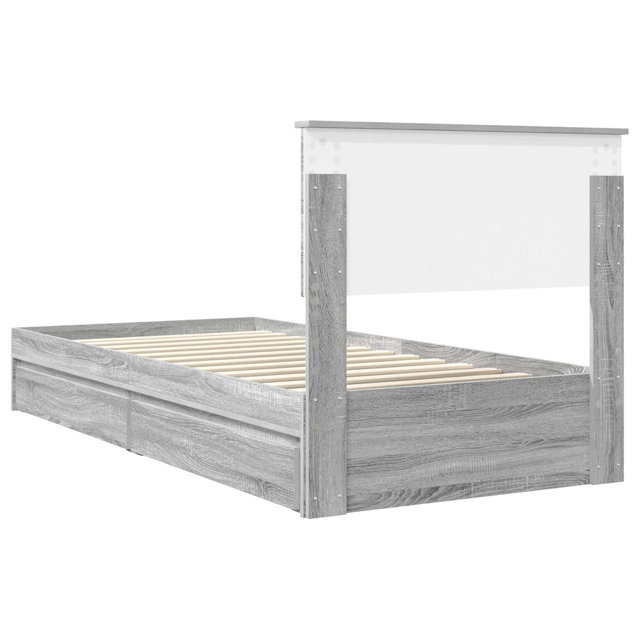 Bedframe met lade Grijs Sonoma 90 x 200 cm Bewerkt hout