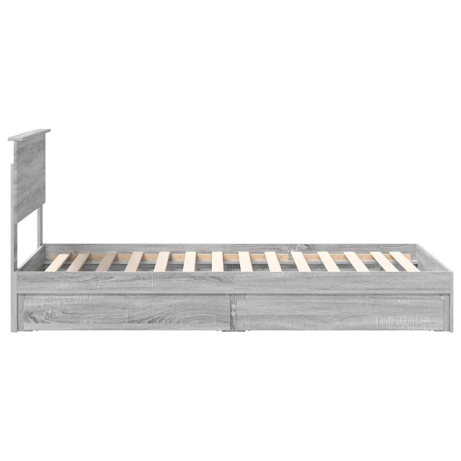 Bedframe met lade Grijs Sonoma 90 x 200 cm Bewerkt hout