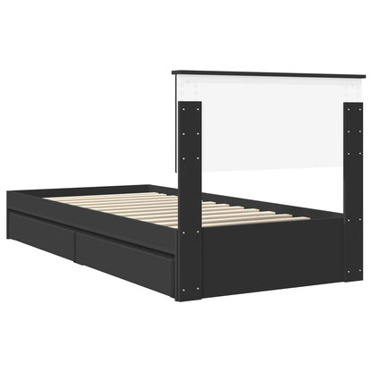 Bedframe met lade met hoofdeinde Zwart 90 x 190 cm Bewerkt hout
