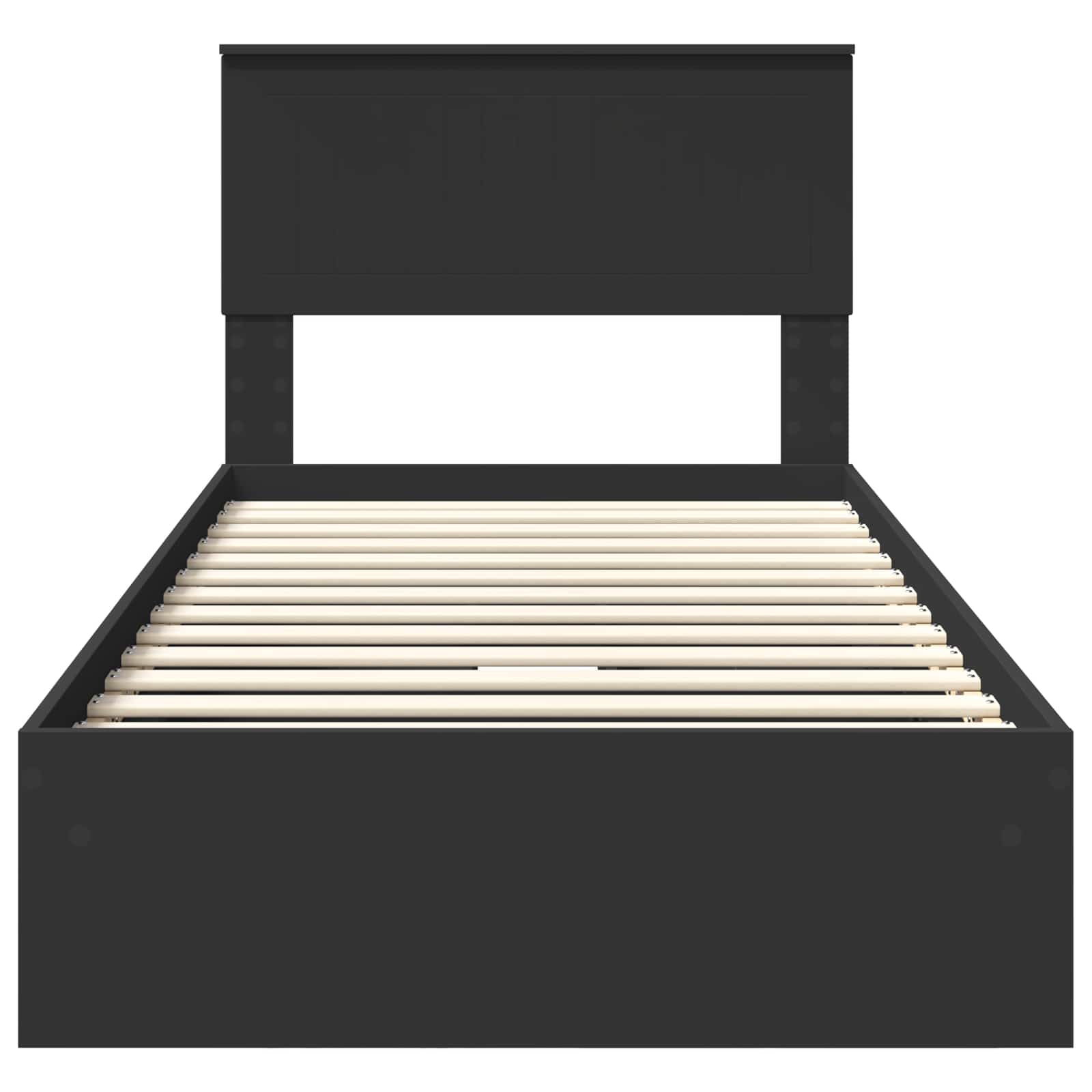 Bedframe met lade met hoofdeinde Zwart 90 x 190 cm Bewerkt hout