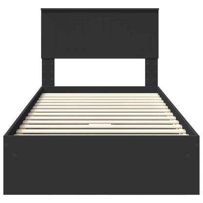 Bedframe met lade met hoofdeinde Zwart 90 x 190 cm Bewerkt hout