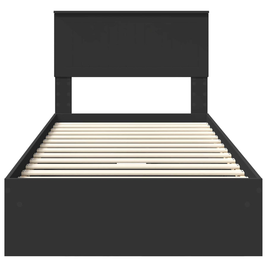 Bedframe met lade met hoofdeinde Zwart 90 x 190 cm Bewerkt hout