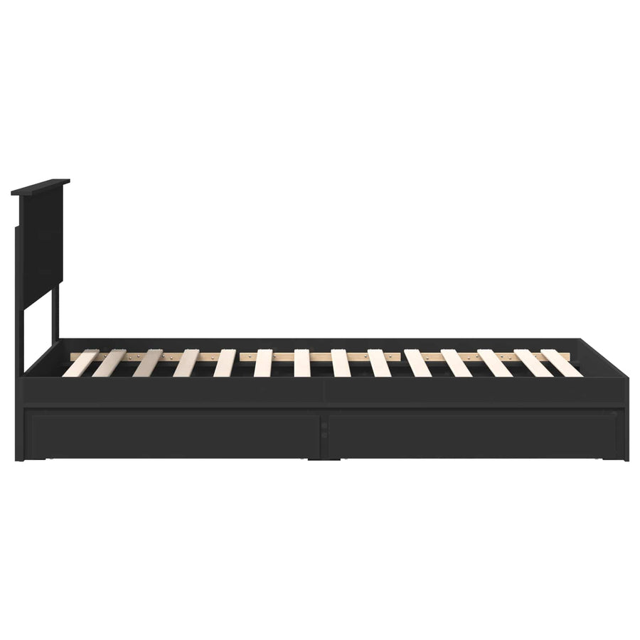 Bedframe met lade met hoofdeinde Zwart 90 x 190 cm Bewerkt hout