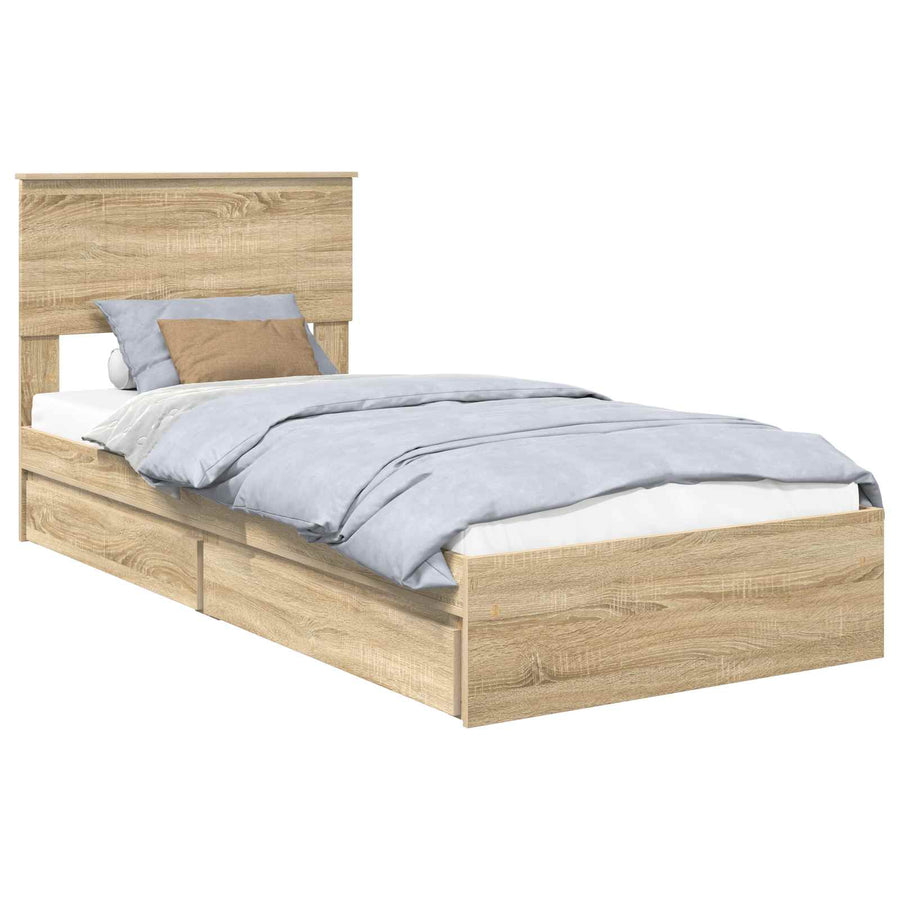 Bedframe met lade Sonoma Eiken 90 x 190 cm Bewerkt hout