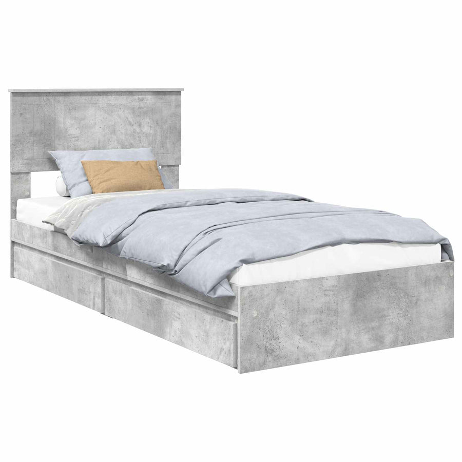 Bedframe met lade Beton Grijs 90 x 190 cm Bewerkt hout
