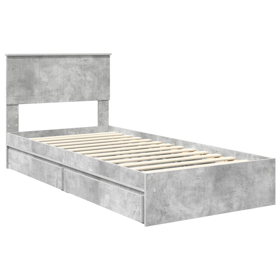 Bedframe met lade Beton Grijs 90 x 190 cm Bewerkt hout