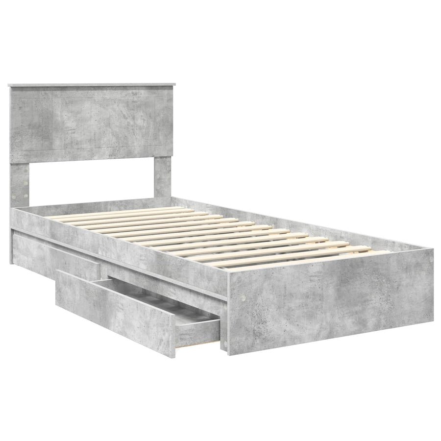 Bedframe met lade Beton Grijs 90 x 190 cm Bewerkt hout