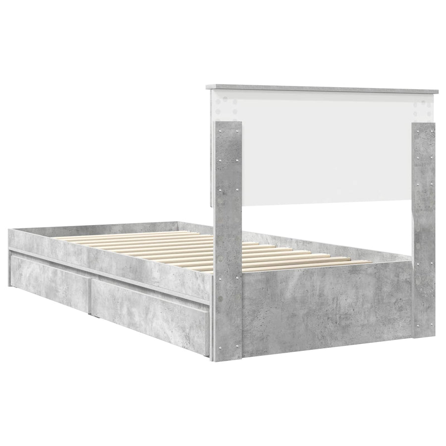 Bedframe met lade Beton Grijs 90 x 190 cm Bewerkt hout