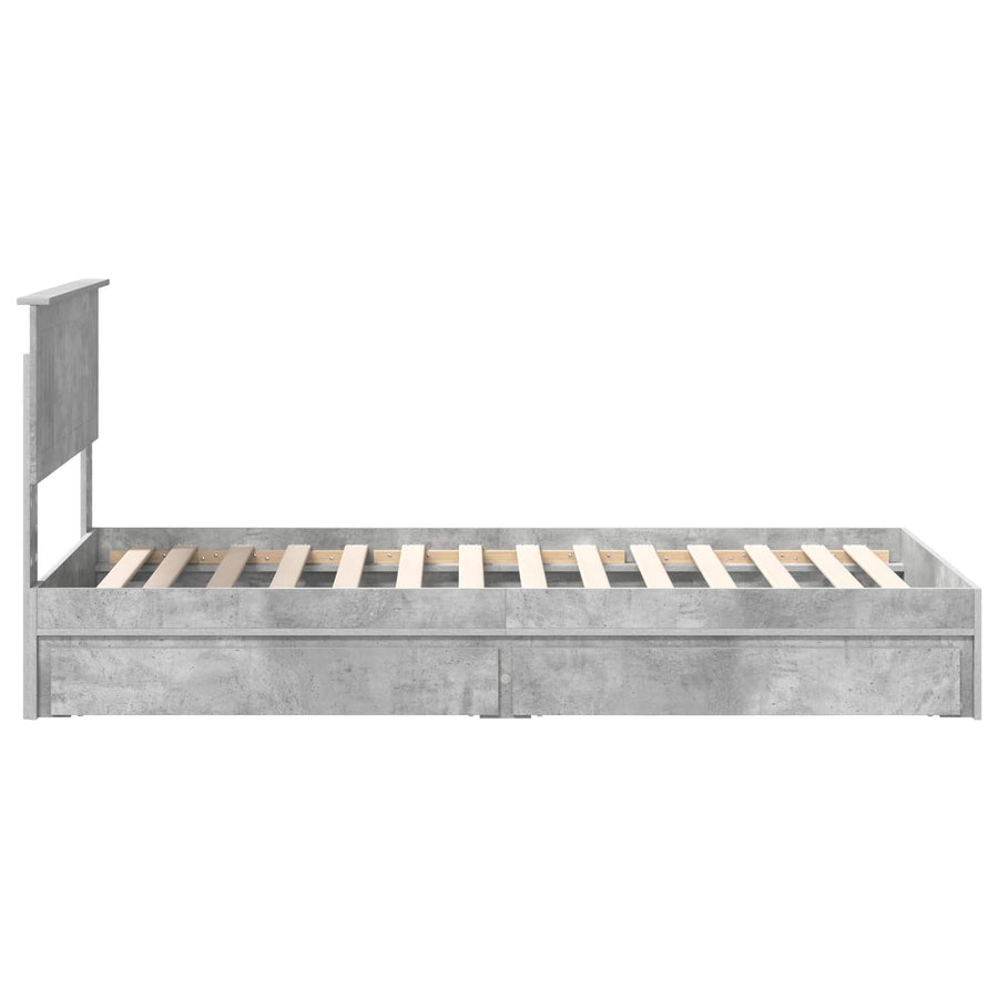 Bedframe met lade Beton Grijs 90 x 190 cm Bewerkt hout