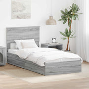 Opbergbed 90x190 cm grijs Sonoma bewerkt hout