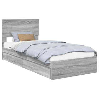 Bedframe met lade Grijs Sonoma 90 x 190 cm Bewerkt hout