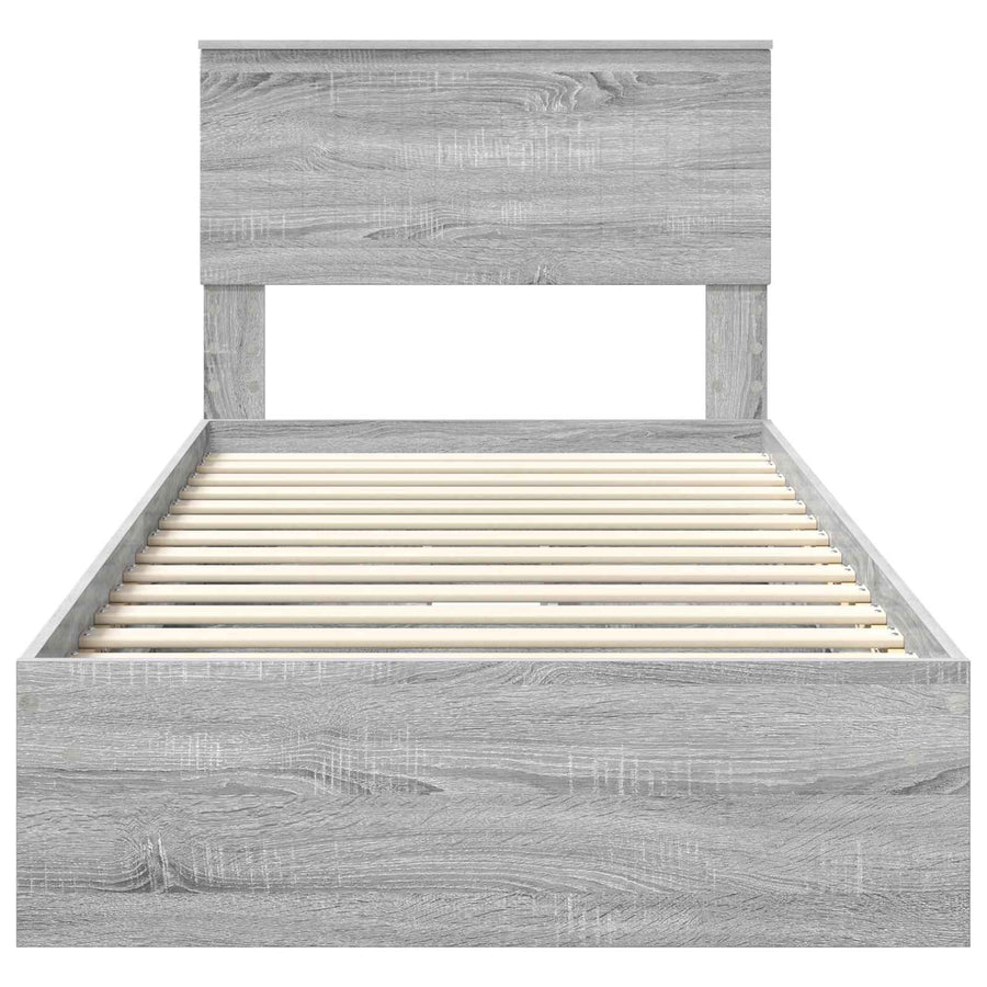 Bedframe met lade Grijs Sonoma 90 x 190 cm Bewerkt hout