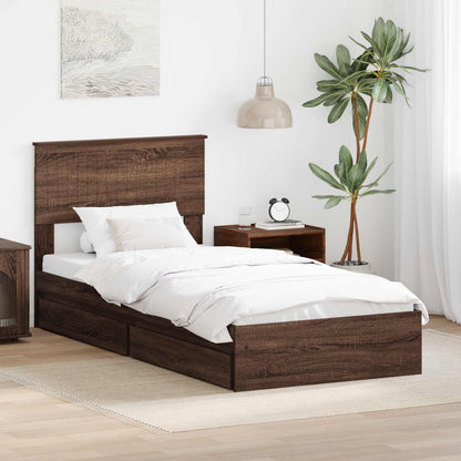 Opslag bed met hoofdeinde Bruin Eiken 90 x 190 cm Bewerkt hout