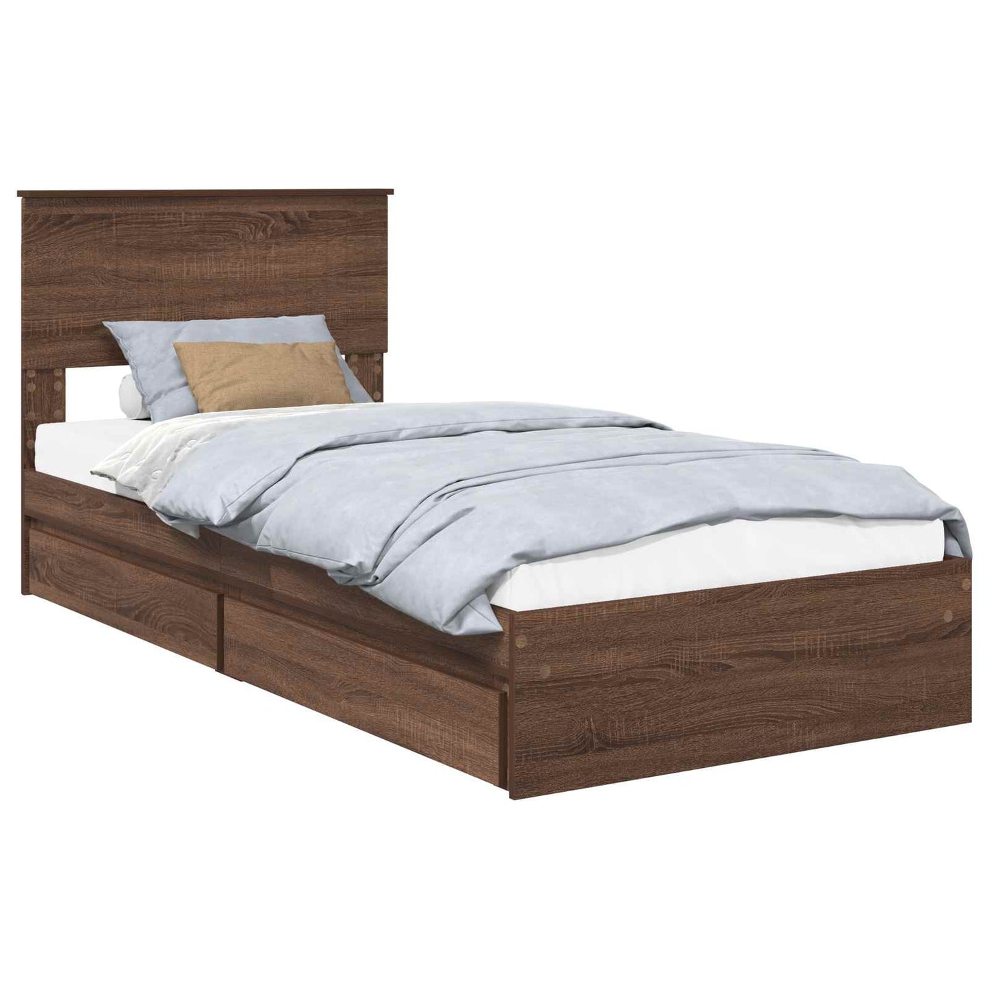 Opslag bed met hoofdeinde Bruin Eiken 90 x 190 cm Bewerkt hout