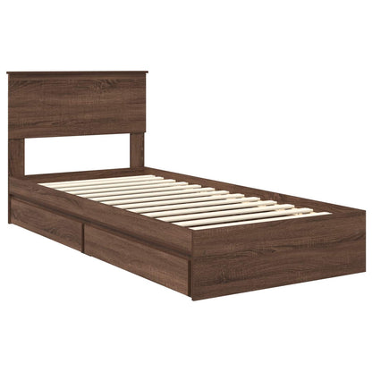 Opslag bed met hoofdeinde Bruin Eiken 90 x 190 cm Bewerkt hout