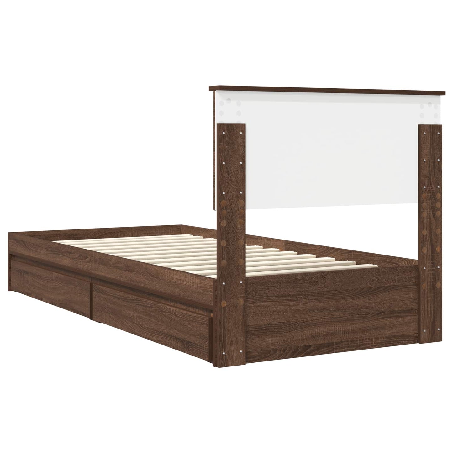 Opslag bed met hoofdeinde Bruin Eiken 90 x 190 cm Bewerkt hout