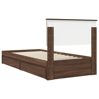 Opslag bed met hoofdeinde Bruin Eiken 90 x 190 cm Bewerkt hout