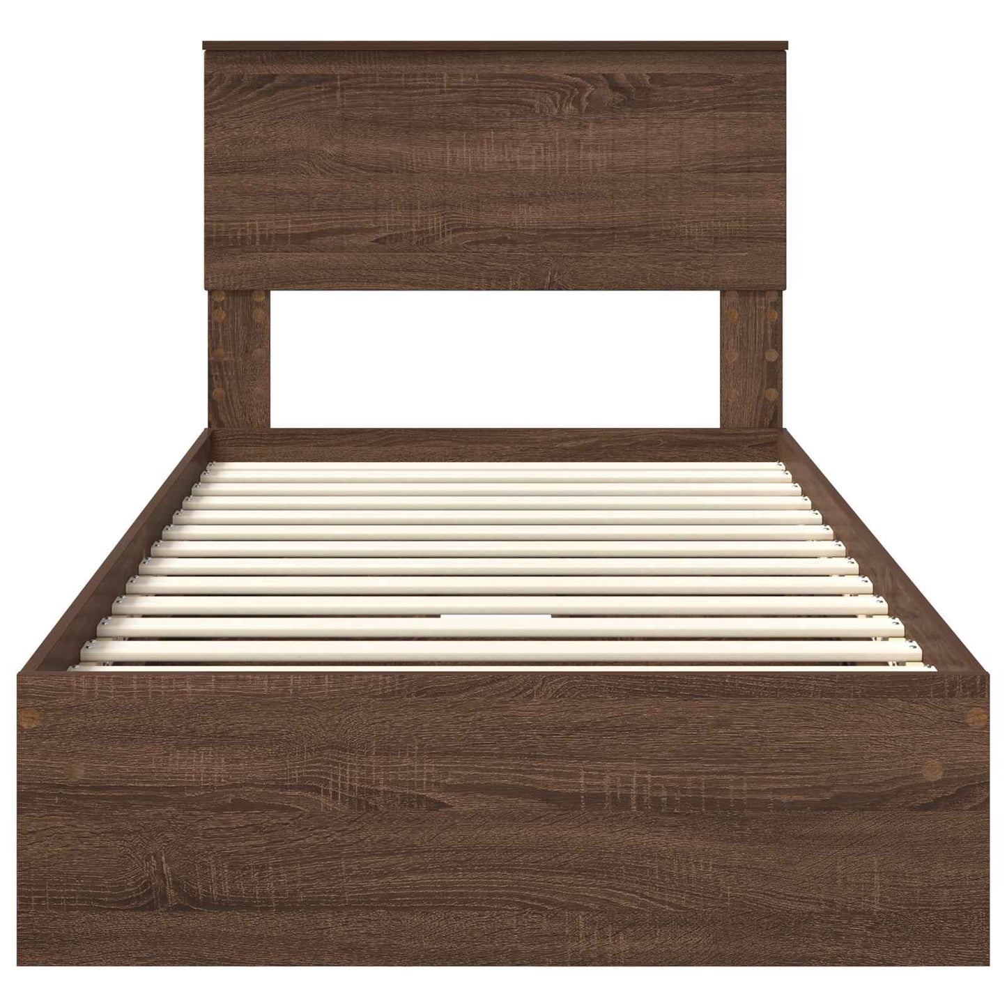 Opslag bed met hoofdeinde Bruin Eiken 90 x 190 cm Bewerkt hout