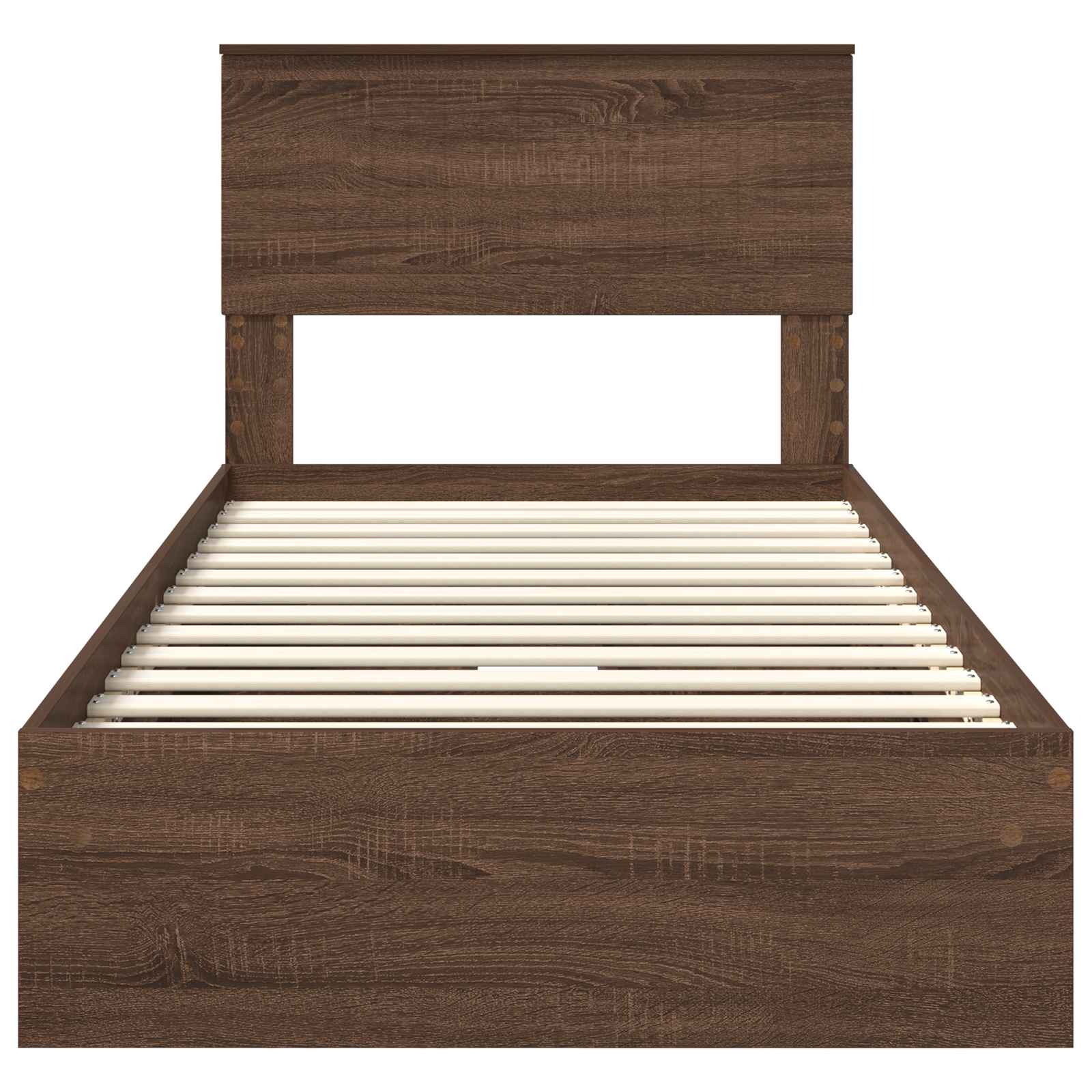 Opslag bed met hoofdeinde Bruin Eiken 90 x 190 cm Bewerkt hout