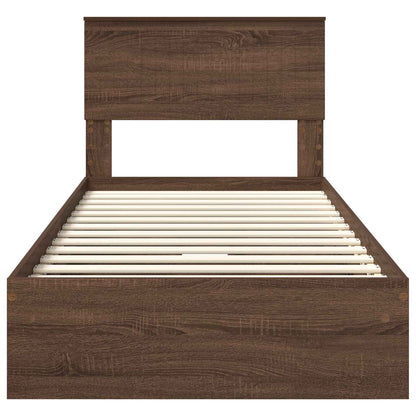Opslag bed met hoofdeinde Bruin Eiken 90 x 190 cm Bewerkt hout