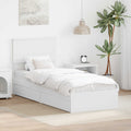 Opslag bed met hoofdeinde met lade Wit 75 x 190 cm Bewerkt hout
