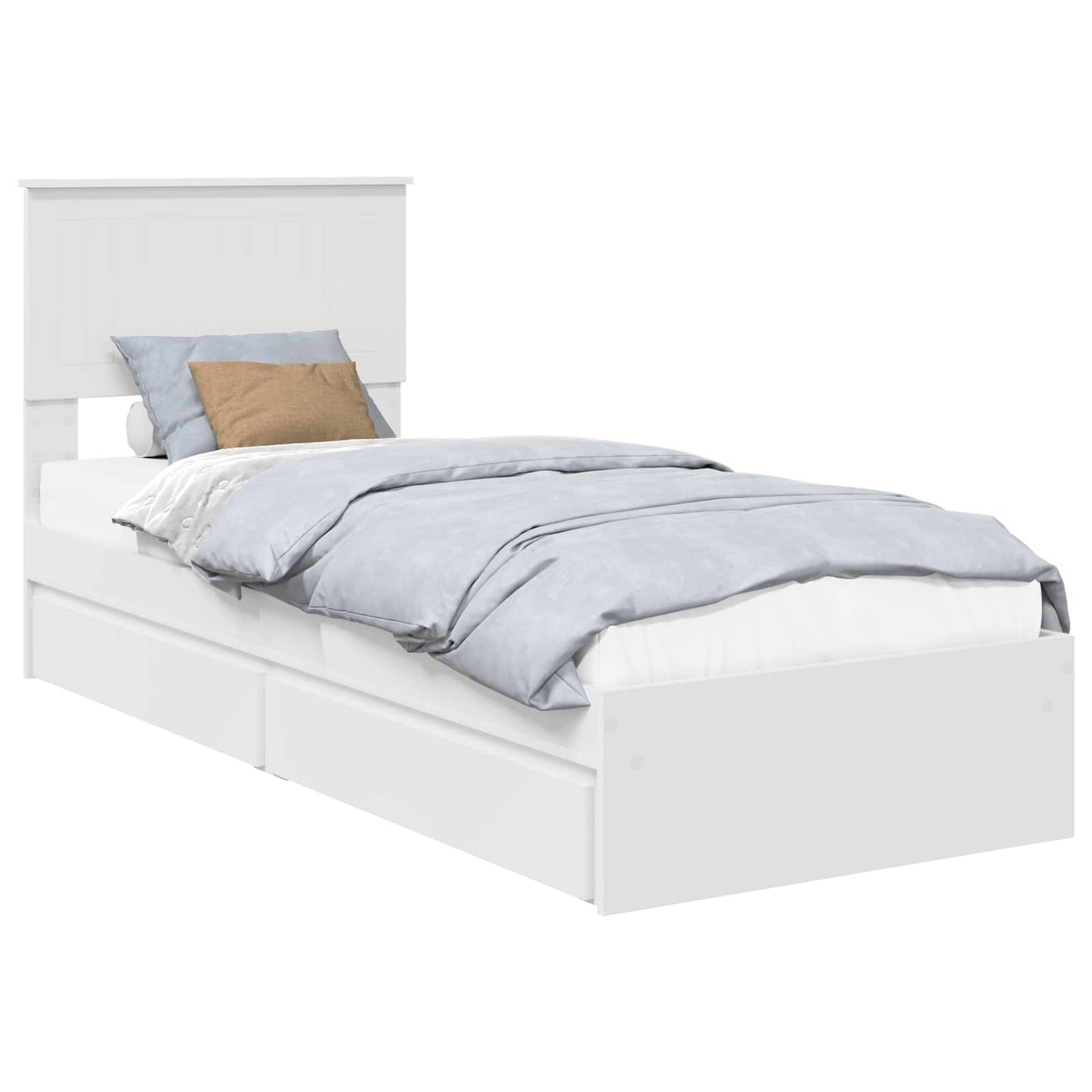 Bedframe met lade met hoofdeinde Wit 75 x 190 cm Bewerkt hout