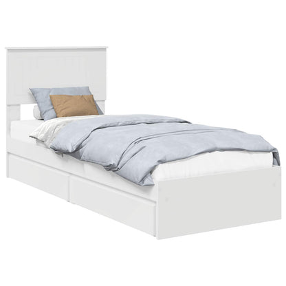 Bedframe met lade met hoofdeinde Wit 75 x 190 cm Bewerkt hout