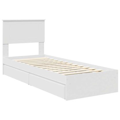 Bedframe met lade met hoofdeinde Wit 75 x 190 cm Bewerkt hout