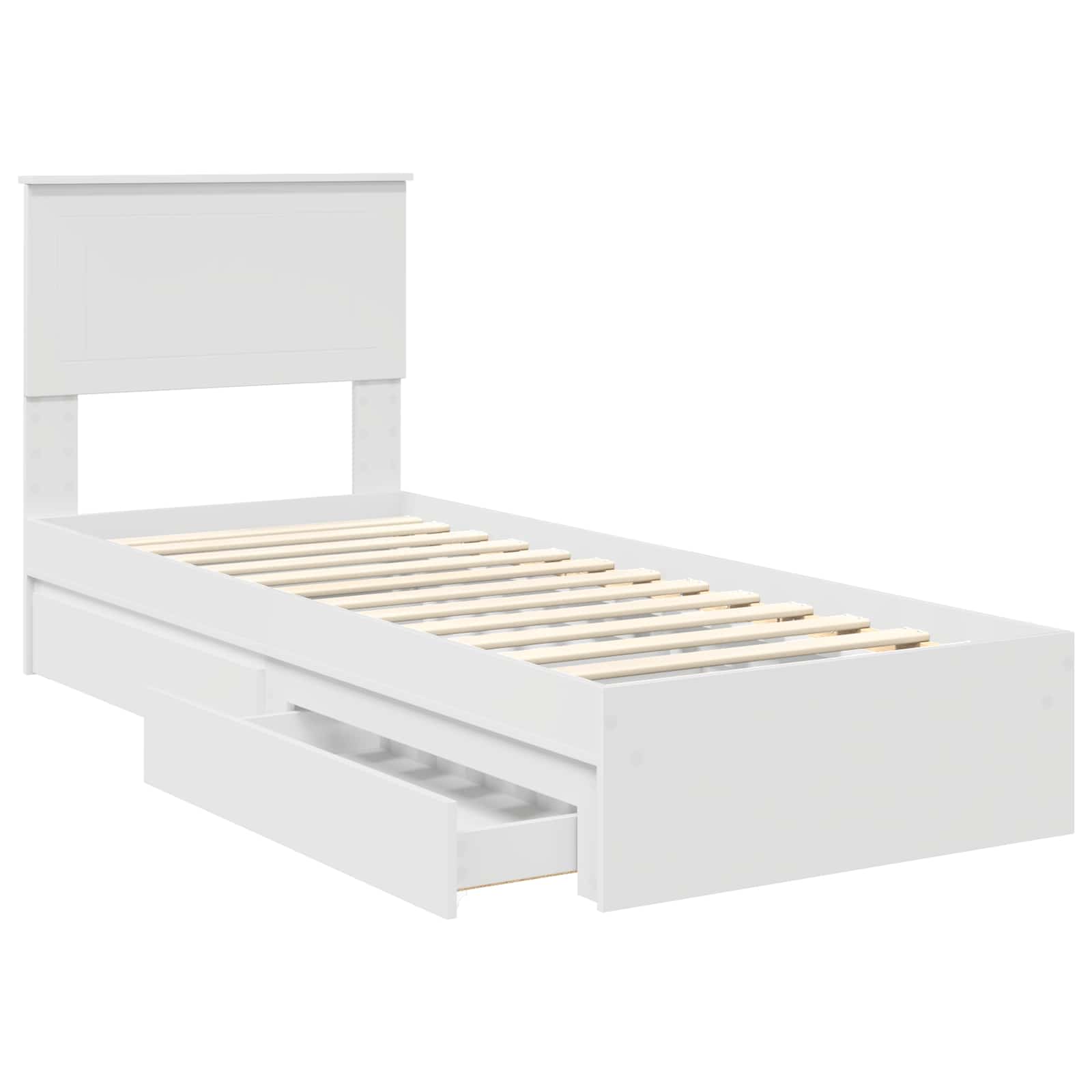 Bedframe met lade met hoofdeinde Wit 75 x 190 cm Bewerkt hout
