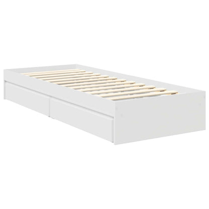 Bedframe met lade met hoofdeinde Wit 75 x 190 cm Bewerkt hout