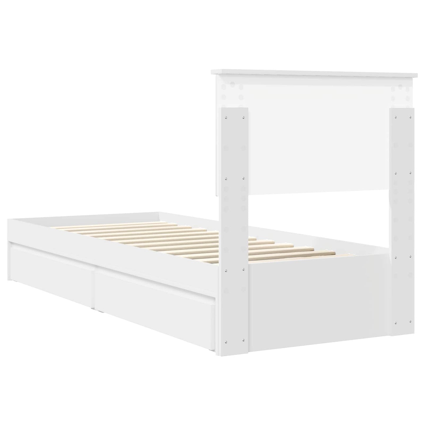 Bedframe met lade met hoofdeinde Wit 75 x 190 cm Bewerkt hout