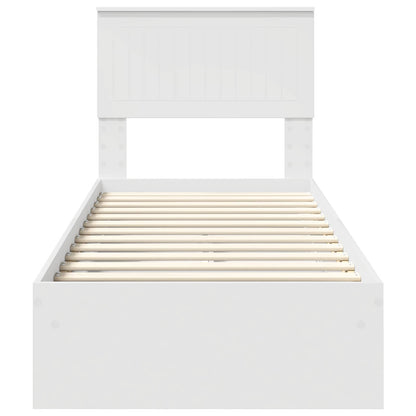 Bedframe met lade met hoofdeinde Wit 75 x 190 cm Bewerkt hout