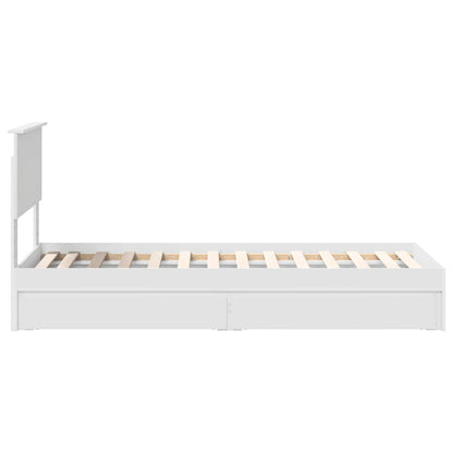 Bedframe met lade met hoofdeinde Wit 75 x 190 cm Bewerkt hout
