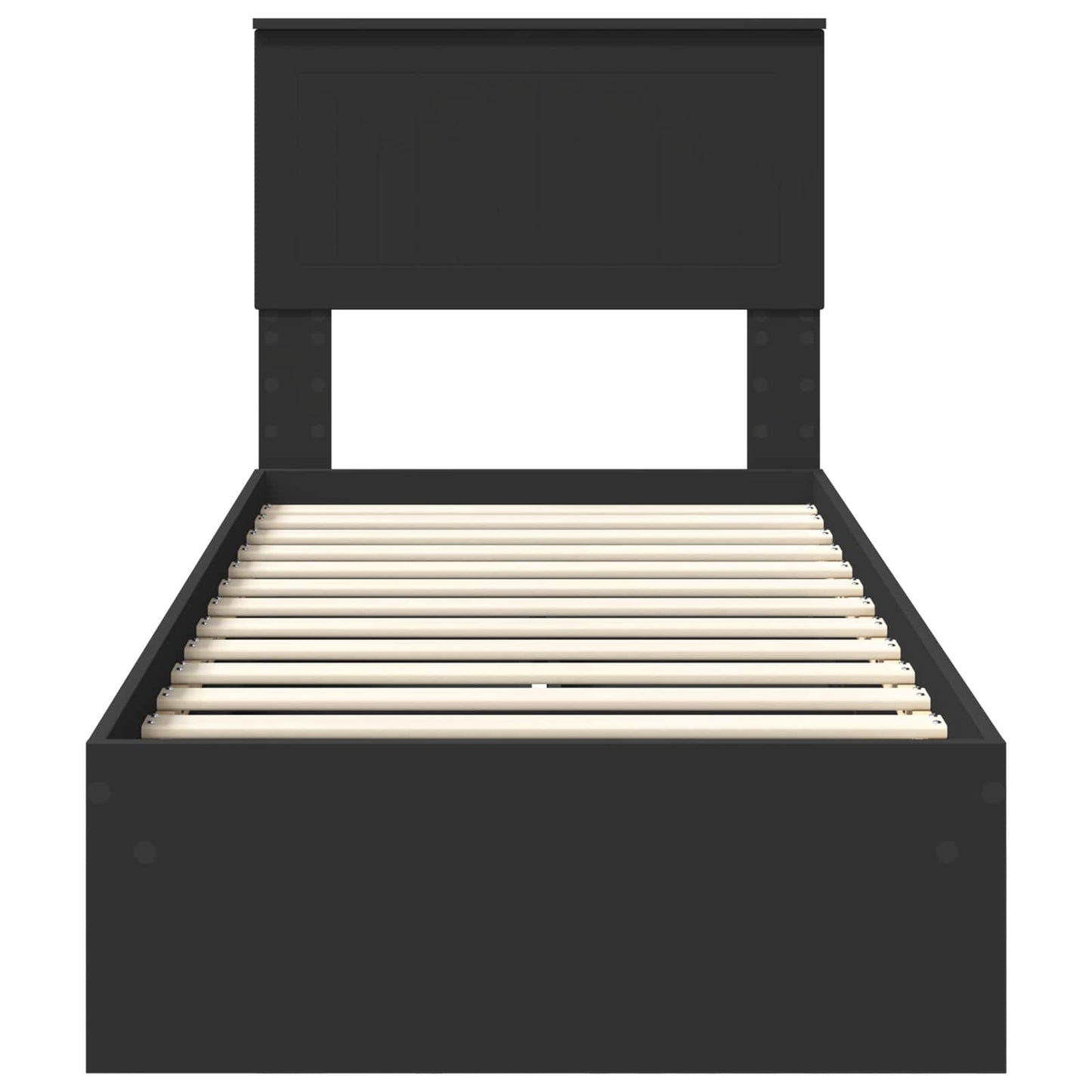 Bedframe met lade met hoofdeinde Zwart 75 x 190 cm Bewerkt hout
