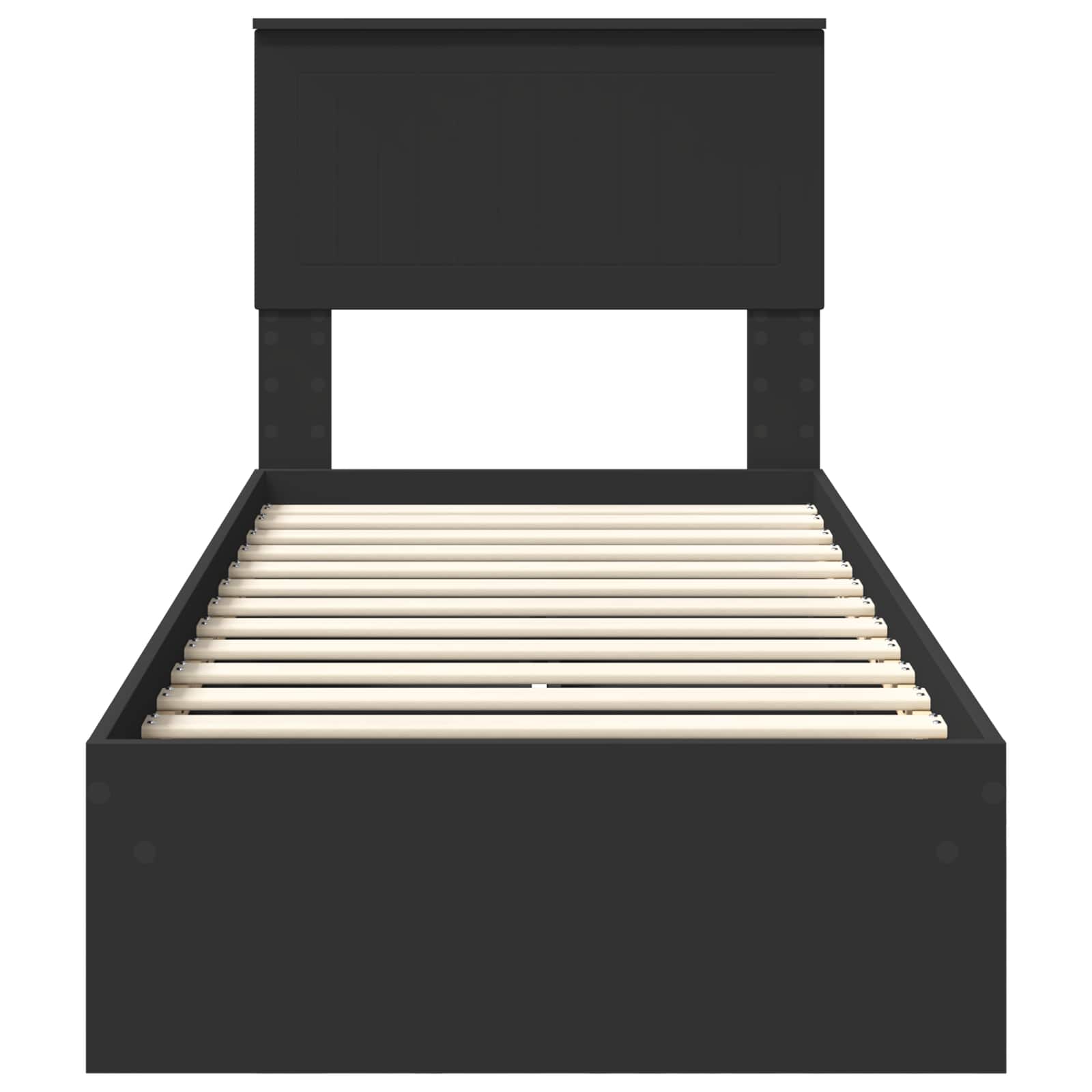 Bedframe met lade met hoofdeinde Zwart 75 x 190 cm Bewerkt hout