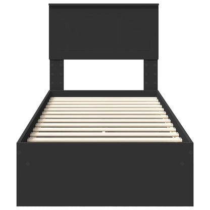 Bedframe met lade met hoofdeinde Zwart 75 x 190 cm Bewerkt hout