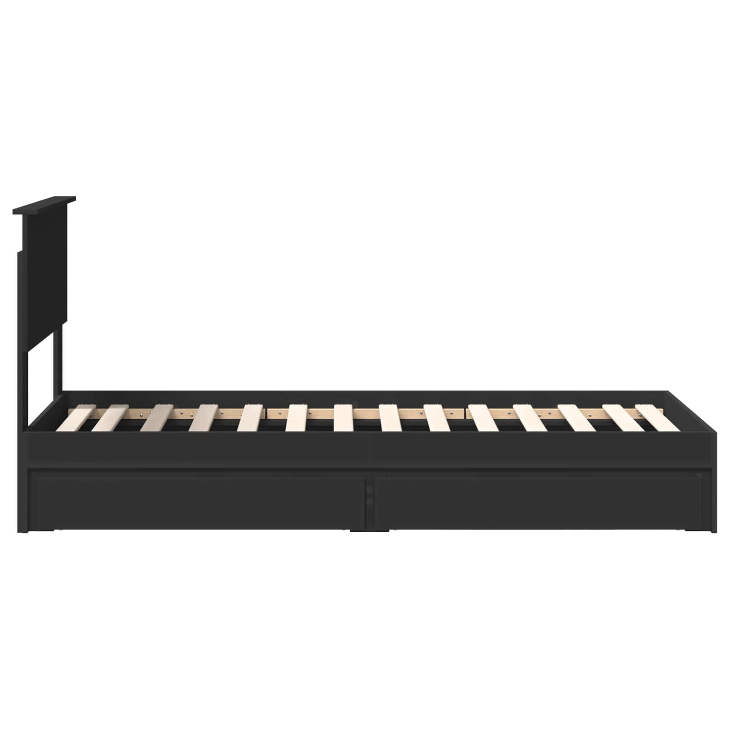 Bedframe met lade met hoofdeinde Zwart 75 x 190 cm Bewerkt hout