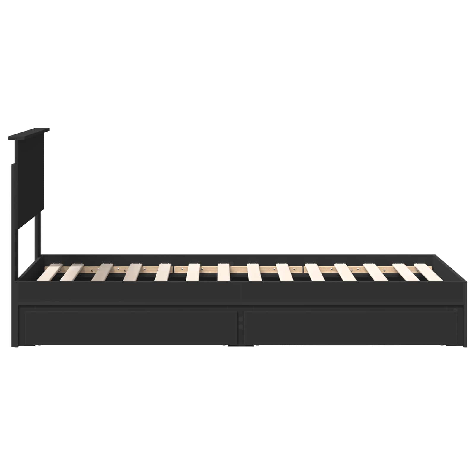 Bedframe met lade met hoofdeinde Zwart 75 x 190 cm Bewerkt hout