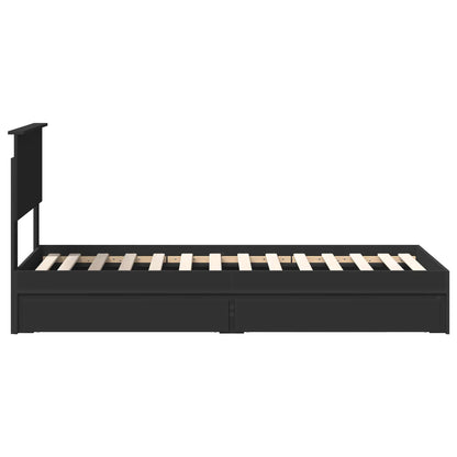 Bedframe met lade met hoofdeinde Zwart 75 x 190 cm Bewerkt hout