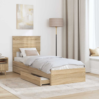 Bedframe met lade Sonoma Eiken 75 x 190 cm Bewerkt hout