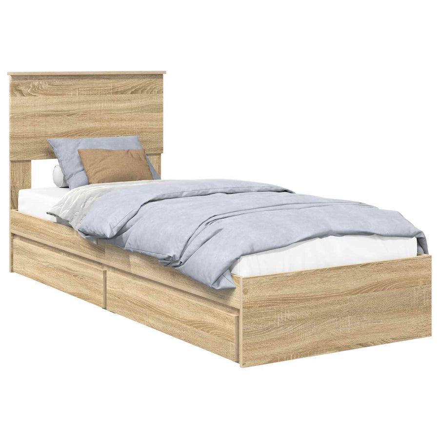 Bedframe met lade Sonoma Eiken 75 x 190 cm Bewerkt hout