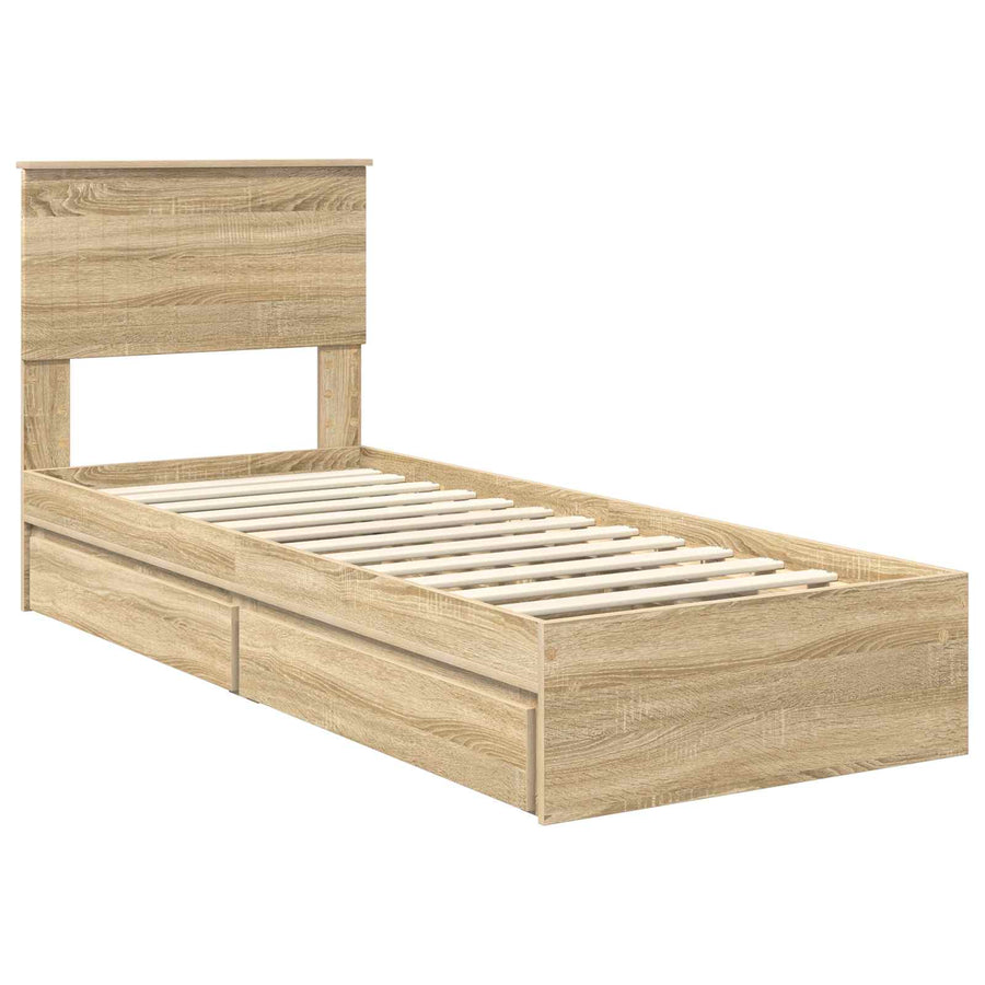 Bedframe met lade Sonoma Eiken 75 x 190 cm Bewerkt hout