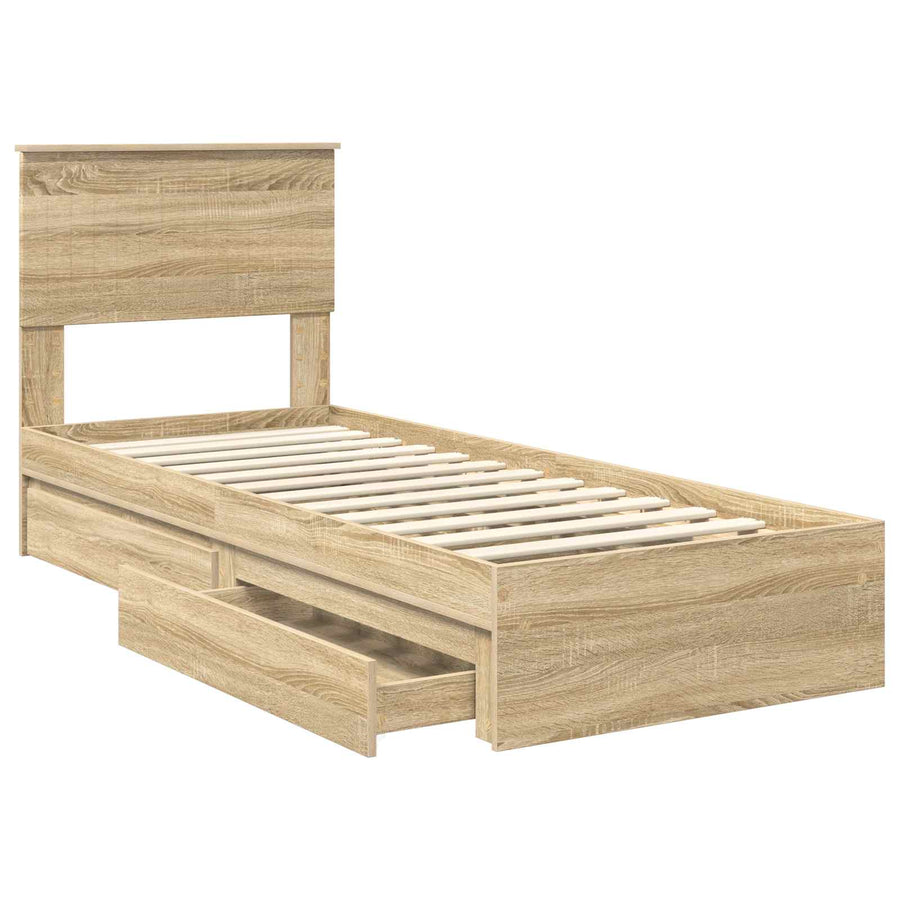 Bedframe met lade Sonoma Eiken 75 x 190 cm Bewerkt hout