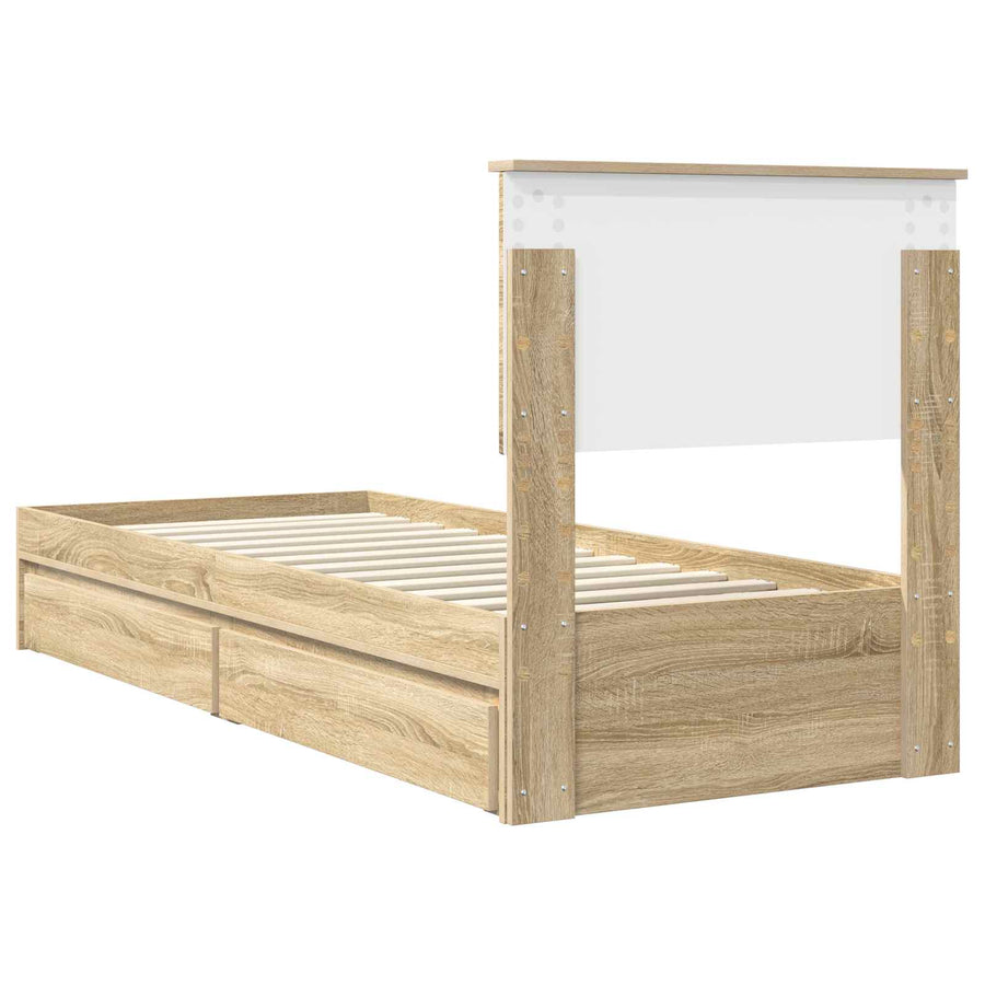 Bedframe met lade Sonoma Eiken 75 x 190 cm Bewerkt hout