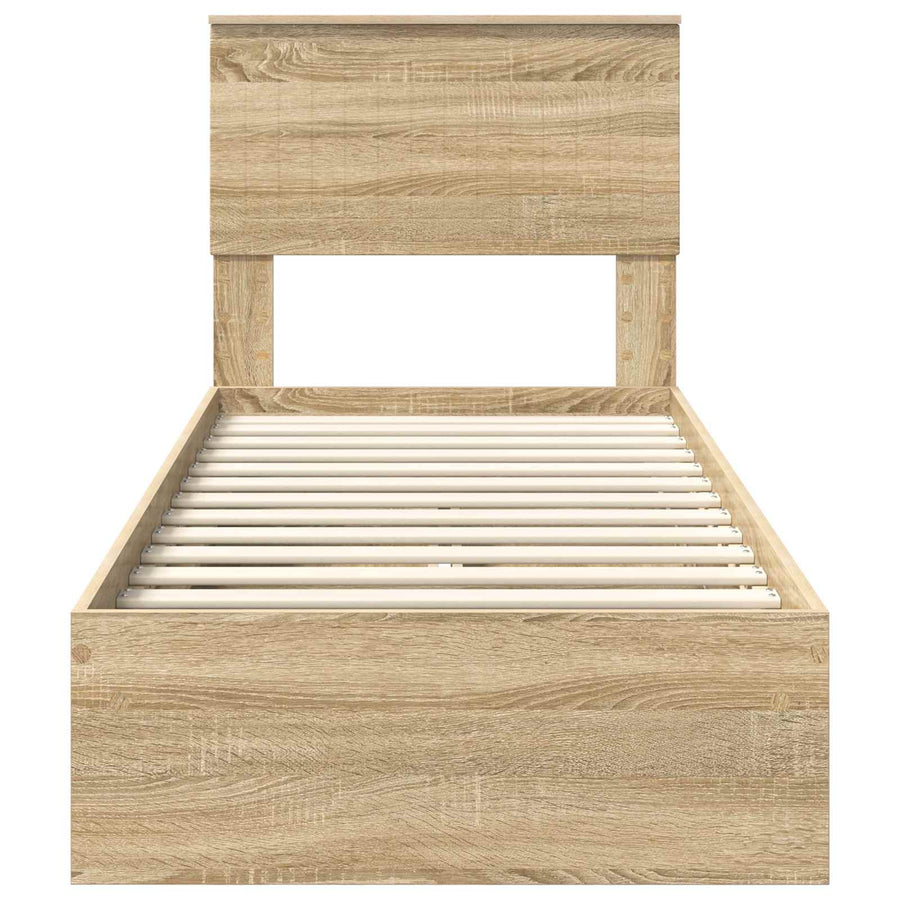 Bedframe met lade Sonoma Eiken 75 x 190 cm Bewerkt hout
