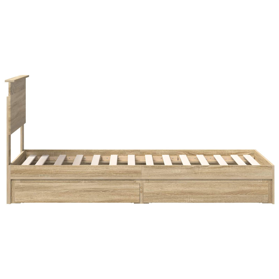Bedframe met lade Sonoma Eiken 75 x 190 cm Bewerkt hout